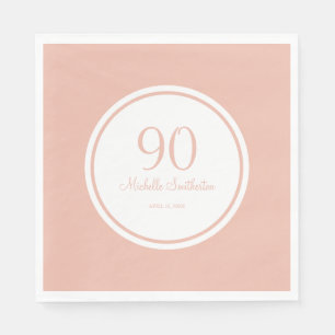 Guardanapo De Papel Festa de 90 anos Básica Rosa e Branca