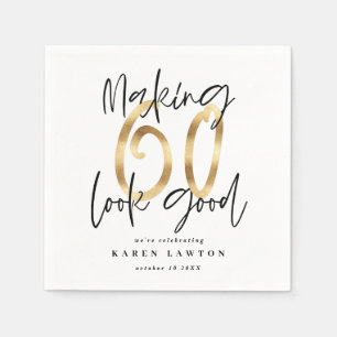 Guardanapo De Papel Festa de aniversário 60ª dourada da tipografia mod
