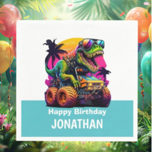 Guardanapo De Papel FESTA DE ANIVERSÁRIO AZUL Dino-Mite MONSTER TRUCK