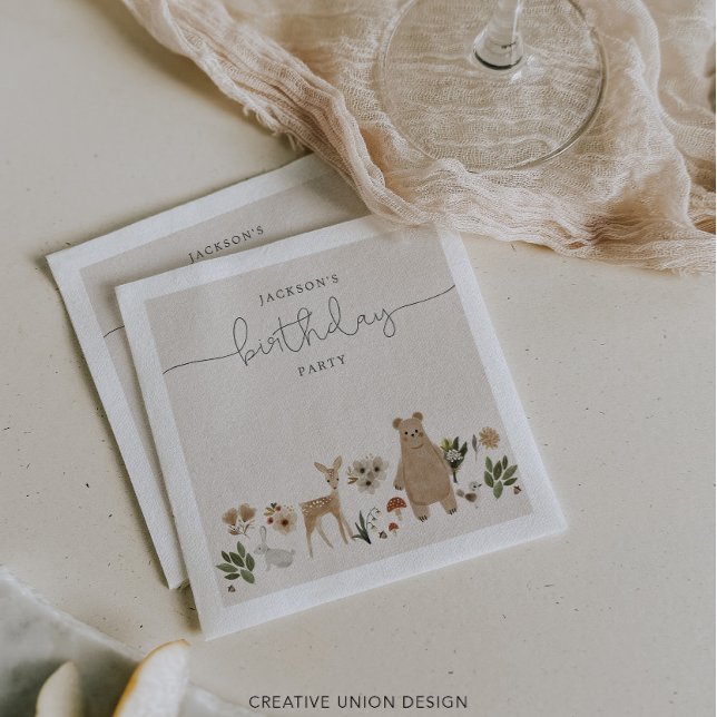 Guardanapo De Papel Festa de aniversário Boho Woodland (Criador carregado)