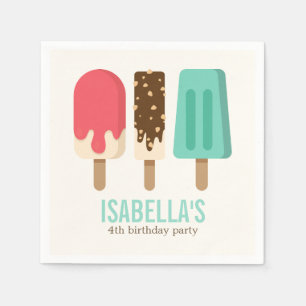 Guardanapo De Papel Festa de aniversário bonito dos Popsicles