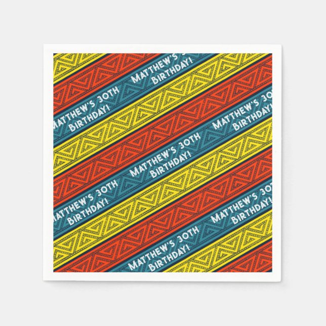 Guardanapo De Papel Festa de aniversário Celta Stripe Vermelho Vermelh (Frente)