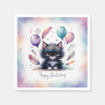 Festa de Aniversário com Balões e Gatinho Preto em