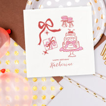 Festa de Aniversário com Desenhos Vermelhos e Rosa