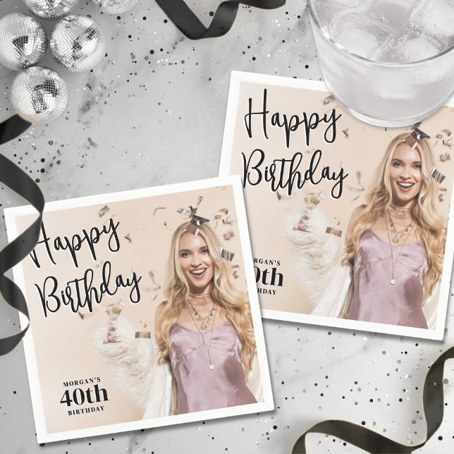 Guardanapo De Papel Festa de Aniversário com Foto Personalizada (Personalized Photo Birthday Party Napkins)