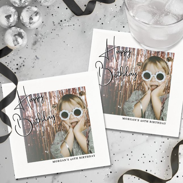 Guardanapo De Papel Festa de Aniversário com Foto Personalizada (Personalized Photo Happy Birthday Party Napkins)