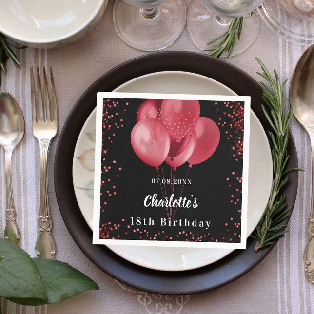 Guardanapo De Papel Festa de aniversário confetti de balões vermelhos  (Criador carregado)