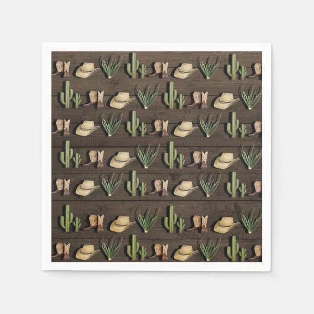 Guardanapo De Papel Festa de Aniversário Country Rústico Rodeio Wester (Frente)