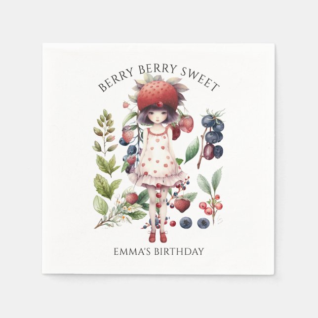Guardanapo De Papel Festa de aniversário da Berry Sweet Girl (Frente)