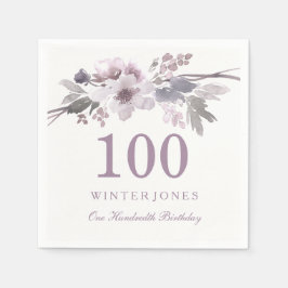 Guardanapo De Papel Festa de Aniversário de 100 anos Flor de Roxo Boni