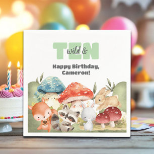 Guardanapo De Papel Festa de Aniversário de 10 anos com Animais Fofos