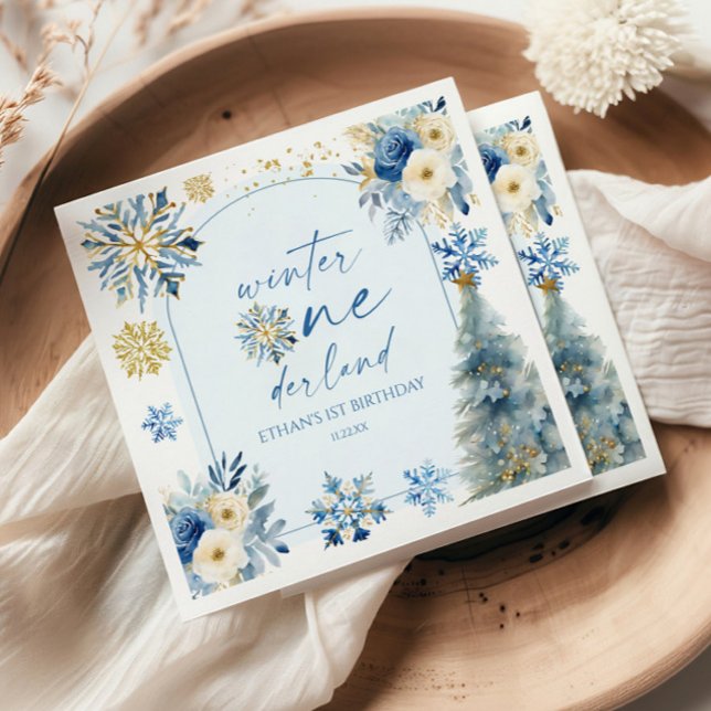 Guardanapo De Papel Festa de Aniversário de 1 Ano Winter Onederland Fl (Criador carregado)