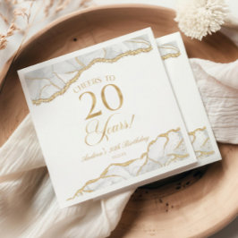 Guardanapo De Papel Festa de aniversário de 20 de Agate Dourado Elegan