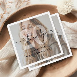 Guardanapo De Papel Festa de aniversário de 20 de fotos minimalista