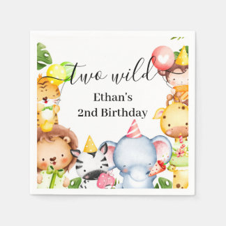Guardanapo De Papel Festa de Aniversário de 2 anos com Dois Animais Se