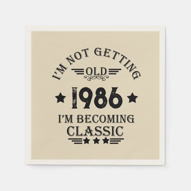 Guardanapo De Papel Festa de aniversário de 35ª safra personalizada (Frente)