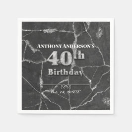 Guardanapo De Papel Festa de aniversário de 40 anos de Marble