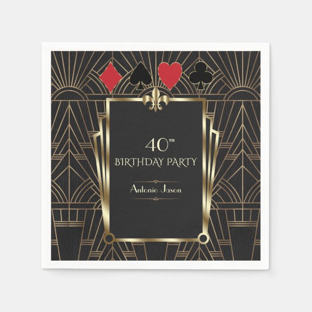 Guardanapo De Papel Festa de aniversário de 40 anos do Poker Casino Ro (Frente)