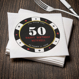 Guardanapo De Papel Festa de Aniversário de 50 anos com Ficha de Pôque