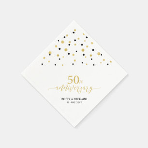 Guardanapo De Papel Festa de Aniversário de 50 anos Moderno Dourado e