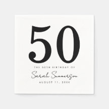 Festa de Aniversário de 50 Anos Preto Branco Nome 