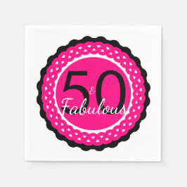 Guardanapo De Papel Festa de Aniversário de 50 Anos Rosa Quente e Pret