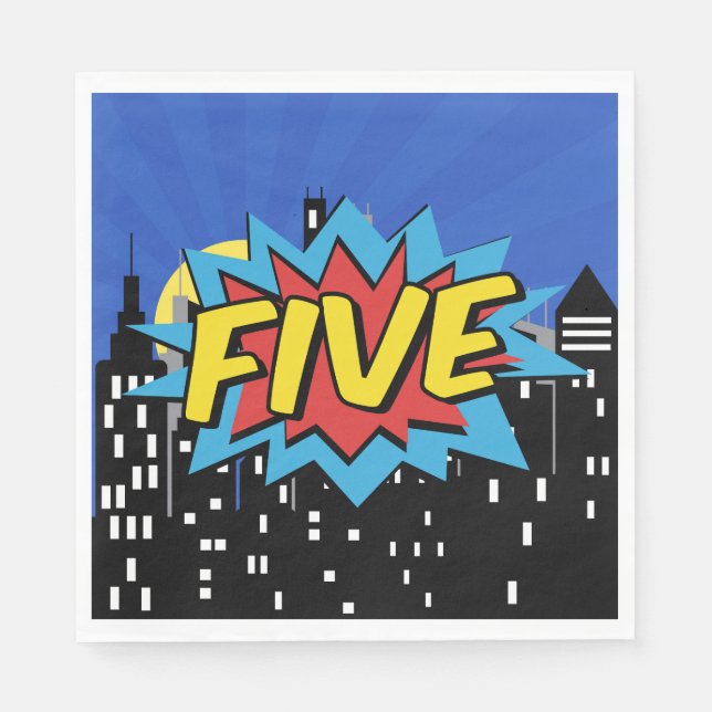 Guardanapo De Papel Festa de aniversário de 5 da Bolha de Discurso de  (Frente)