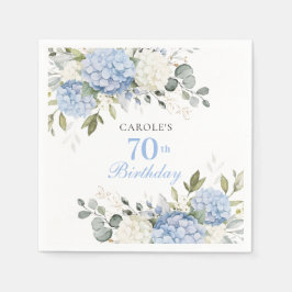 Guardanapo De Papel Festa de Aniversário de 70 anos com Hortênsia Azul