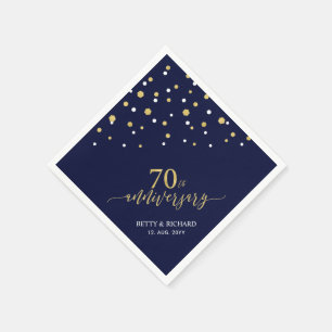 Guardanapo De Papel Festa de Aniversário de 70 Anos em Dourado Moderno