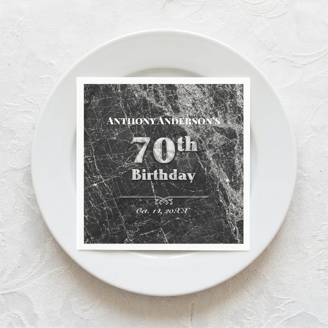 Guardanapo De Papel Festa de Aniversário de 70 anos em Mármore (Criador carregado)