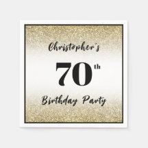 Festa de Aniversário de 70 anos Preta e Dourada Mo