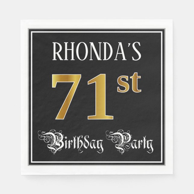 Guardanapo De Papel Festa de Aniversário de 71 Anos — Grafia Rebuscada (Frente)