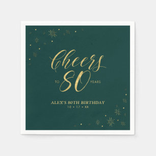Guardanapo De Papel Festa de Aniversário de 80 anos Moderna Dourada e 