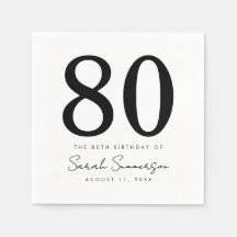 Festa de Aniversário de 80 Anos Preto Branco Nome 