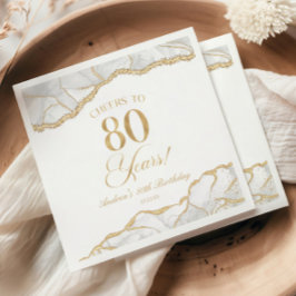 Guardanapo De Papel Festa de aniversário de 80 de Agate Dourado Elegan
