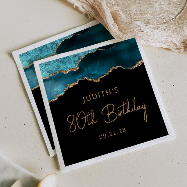 Guardanapo De Papel Festa de aniversário de 80 Dourada do chic Agate G (Criador carregado)