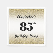 Festa de Aniversário de 85 Anos Preta e Dourada Mo