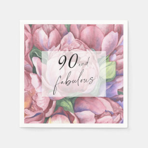 Guardanapo De Papel Festa de Aniversário de 90 anos com tema Floral Vi
