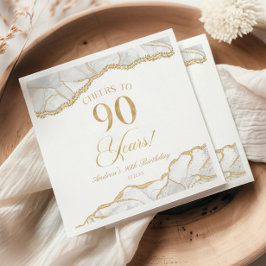 Guardanapo De Papel Festa de aniversário de 90 de Agate Dourado Elegan