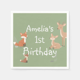 Guardanapo De Papel Festa de Aniversário de Animais da Floresta