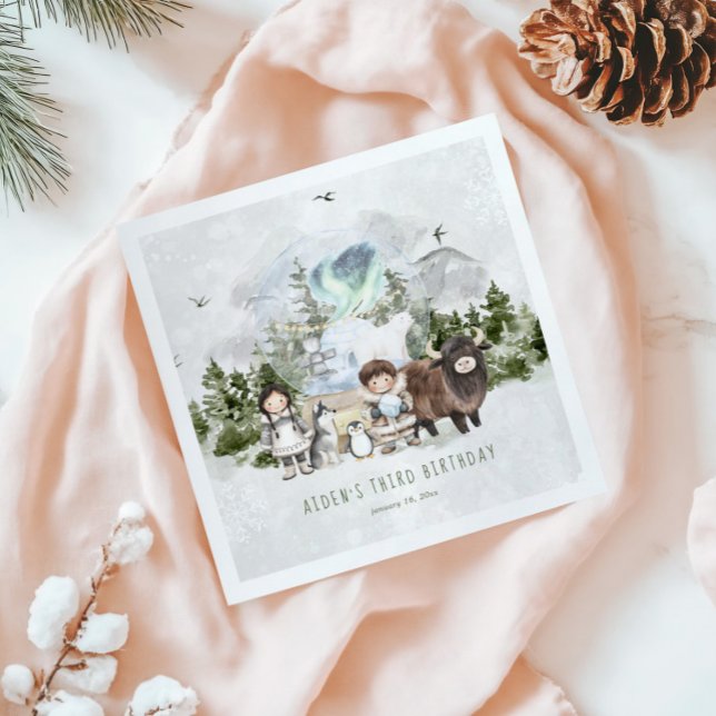 Guardanapo De Papel Festa de aniversário de Aventura Árctica (Criador carregado)