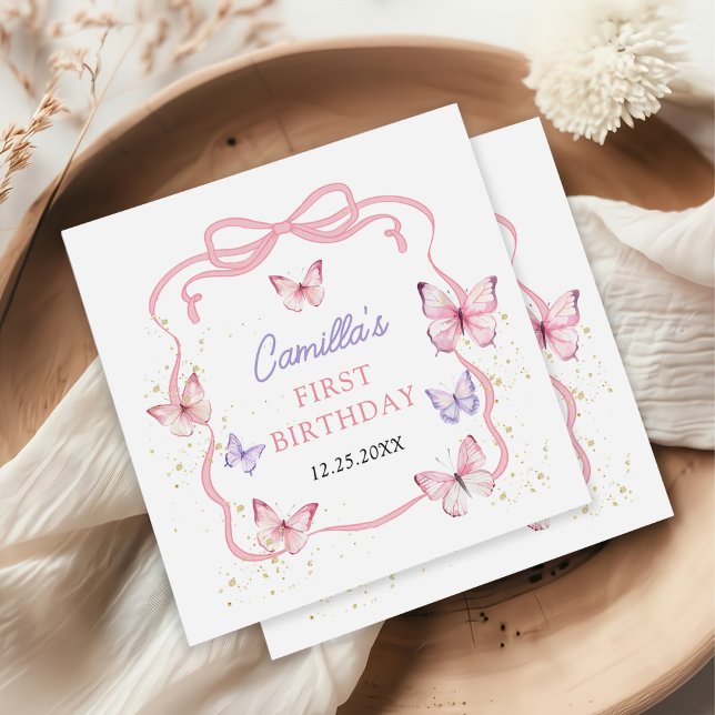 Guardanapo De Papel Festa de aniversário de borboleta de Arco rosa púr (Criador carregado)