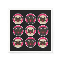 Festa de aniversário de Cabeças de Pug Pretas e De