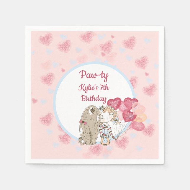 Guardanapo De Papel Festa de aniversário de Cachorro Pata Napkins (Frente)