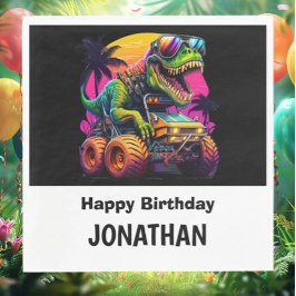 Guardanapo De Papel Festa de aniversário de Caminhão Monstro Dino-Mite