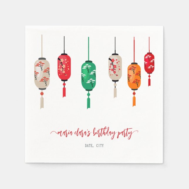 Guardanapo De Papel Festa de aniversário de Chef de Lanternas Japonesa (Frente)