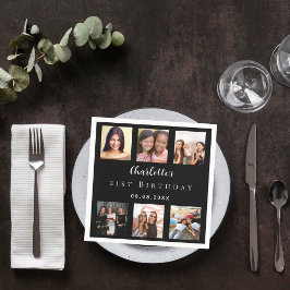 Guardanapo De Papel Festa de aniversário de colagem de fotos pretas