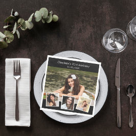 Guardanapo De Papel Festa de aniversário de colagem de fotos pretas