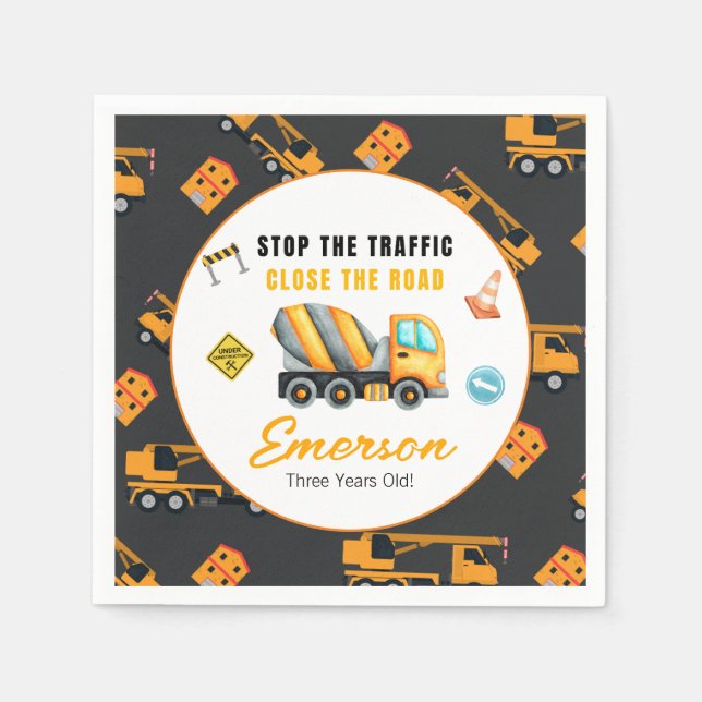 Guardanapo De Papel Festa de aniversário de construção (Frente)