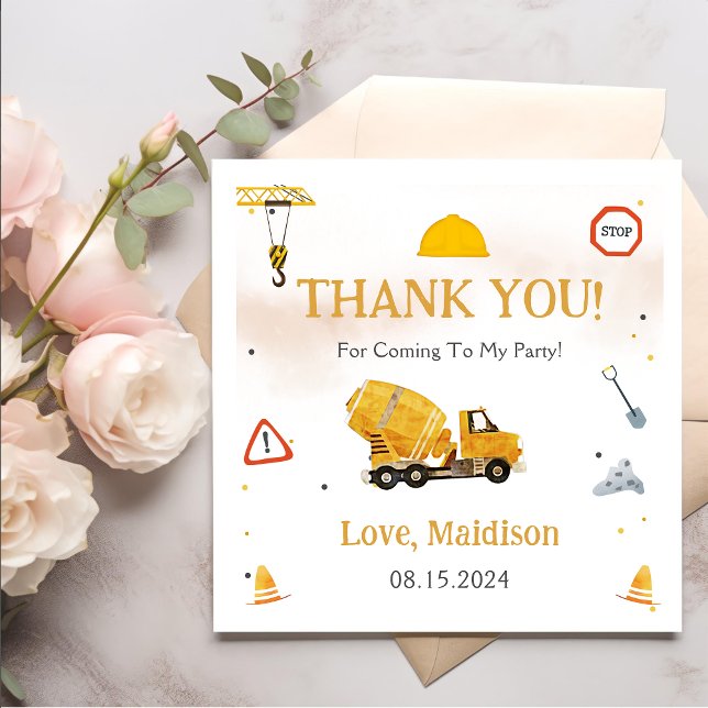 Guardanapo De Papel Festa de aniversário de Construção Obrigado (Criador carregado)